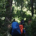 Hiking Merbabu Mountain with friend Royalty Free Stock Photo