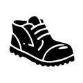 Hiking modern military boot icon. Black shoe symbol on white background. Vector illustration Royalty Free Stock Photo