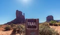 Monument Valley Tribal Park in the Arizona-Utah border, USA. Trail path signage Royalty Free Stock Photo