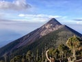 Hiking beside mount Fuego along the adjacent mount acatenango. Royalty Free Stock Photo