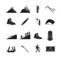 Hiking and mountain climbing icons