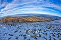 Hiking through mountain landscape in early spring, mount Stolovi