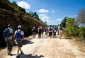 Hiking on mountain path Royalty Free Stock Photo