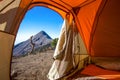 Vulcano view from a tent during a hike