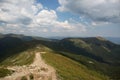 Hiking in the mountains. Hiking trail for tourists Royalty Free Stock Photo