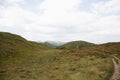 Hiking in the mountains. Hiking trail for tourists Royalty Free Stock Photo