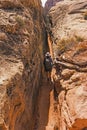 Hiking in a Narrow Canyon Trail