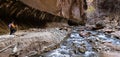 Hiking the Narrows in Zion NP Royalty Free Stock Photo