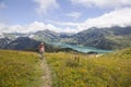 Hiking near lac de roselend in the beaufortain