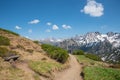 Hiking path with beautiful views to allgau alps, Fellhorn mountain at springtime Royalty Free Stock Photo