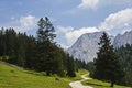 Hiking path with blue sky and beautiful landscape