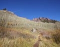 Hiking path in Maroon Bells Snowmass Wilderness, USA. Royalty Free Stock Photo