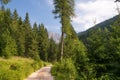 Hiking path on the mountain in Santa Magdalena Dolomites Italian Alps