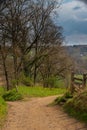 Hiking path in the regional hills in Limburg, South of the Netherlands. With views on the local vineyards near Maastricht Royalty Free Stock Photo