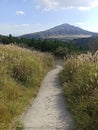 The hiking path to mount Kishima, in Aso, kumamoto region, Japan Royalty Free Stock Photo