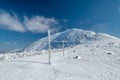 Hiking path to Snezka mountain on a sunny day in winter, Giant mountains Krkonose, Czech republic Royalty Free Stock Photo