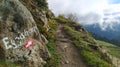 The hiking path to the summit of Eggishorn mountain Royalty Free Stock Photo