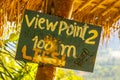 Hiking path welcome board information sign viewpoint Vang Vieng Laos