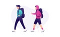 Modern flat hiking people illustration