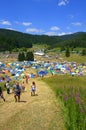 Hiking people by mountain camping Royalty Free Stock Photo