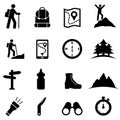 Hiking, recreation and leisure icon set Royalty Free Stock Photo
