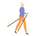 Hiking retire man icon, cartoon style Royalty Free Stock Photo