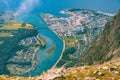 Hiking on the ridge of Romsdalseggen in Norway Royalty Free Stock Photo