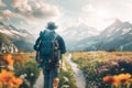 Hiking sabbatical adventure in the mountains Royalty Free Stock Photo