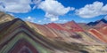 Hiking scene in Vinicunca, Cusco Region, Peru. Rainbow Mountain Royalty Free Stock Photo