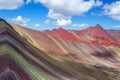 Hiking scene in Vinicunca, Cusco Region, Peru. Rainbow Mountain Royalty Free Stock Photo
