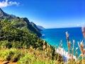 Hiking the scenic Kalalau Trail to the scenic Na Pali Coast in Kauai Hawaii Royalty Free Stock Photo