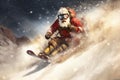 snowboarder santa ski christmas sport skier mountain holiday snow winter. Generative AI.