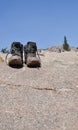 Hiking shoes taking a break Royalty Free Stock Photo