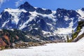 Hiking Snowfields Artist Point Glaciers Mount Shuksan Washington Royalty Free Stock Photo