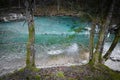 Hiking by source of kamniska bistrica in wintertime, slovenia