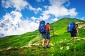 Hiking in summer mountains Royalty Free Stock Photo