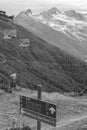 Hiking in the swiss alps at autumn time