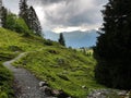 Hiking in Switzerland.The landscape as magical nature.
