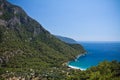 Hiking to beautiful kabak bay on aegean sea on turkish coastline, kabak, turkey Royalty Free Stock Photo