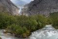 Hiking to Briksdalsbreen Briksdal glacier, one of the most accessible and best known arms of the Jostedalsbreen glacier,