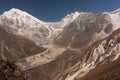 Hiking to Kyangjin Ri summit. View to Langtang Lirung summit Royalty Free Stock Photo