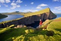 Hiking to Lake Leitisvatn or Sorvagsvatn on Vagar Island, Faroe Islands