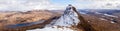 Hiking to Suilven Mountain Peak in the Scottish Highlands, United Kingdom.