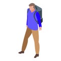 Hiking tourist icon, isometric style