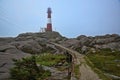 Hiking track to the lighthouse Eigeroy Fyr on the island Midbrodoya at Egersund in Norway