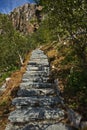 Hiking track to the mountain Torghatten in Norway