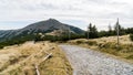 Hiking track to Snow Mountain in the background in Giant Mountains National Park Royalty Free Stock Photo