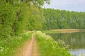 Hiking trail along Moervaart canal in the Flemish countryside Royalty Free Stock Photo