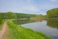 Hiking trail along Moervaart canal in the Flemish countryside Royalty Free Stock Photo