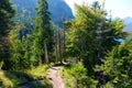 Hiking trail around famous Neuschwanstein Castle on a rugged hill above the village of Hohenschwangau near Fussen in southwest Bav Royalty Free Stock Photo